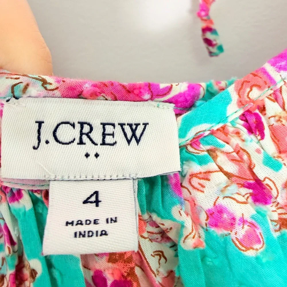 J Crew Womens Floral Paisley Ruffle Tiered Midi Sundress Green Pink 4 - Picture 5 of 10